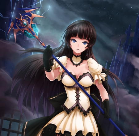 Sorcerer - nice, beauty, female, hot, wand, anime girl, armor, elegant, gorgeous, pretty, anime, magician, cute, sexy, girl, warrior, long hair, fantgasy girl, rod, staff, gown, lovely, beautiful, weapon, sweet, dress