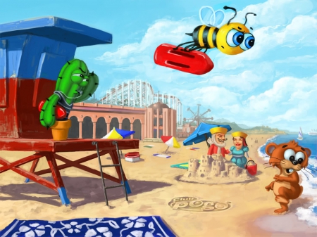 SUMMER BEACH  FUN - bee, life, bear, bumble