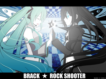 Hatsune Miku Black Rock Shooter - star, black rock shooter, black, hatsune miku