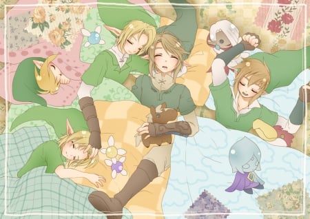 ãŠä¼‘ã¿ãªã•ã„... - sky link, epona, cute, oyasumi, zelda, toon link, navi, twilight link, young link, link, good night