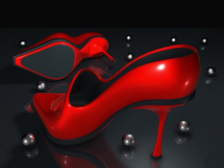 Red Heels - heels, black, red, sensual