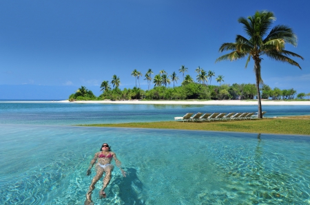 Relaxing... - palms, summer, beach, ocean