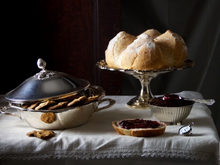 Still life - bread, food, table, still life, biscuit