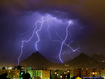 Lightning over a Town - lightning