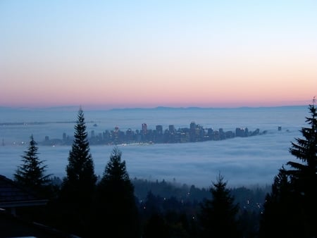 Untitled Wallpaper - city in fog, vancouver, clouds