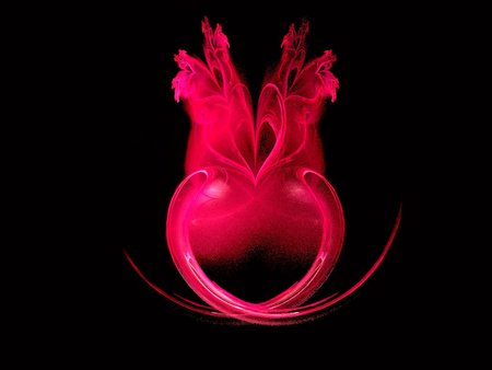 heart fractal - abstract, render, flame, pattern, light, colorful, apophysis, burning, red, colored, fractals, background, fractal, hearts