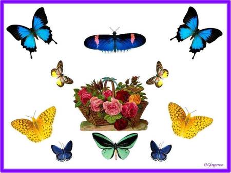 Butterfly Basket - flower basket, art, butterflies