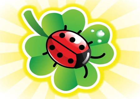 Ladybird - yellow stripes, clover leaf, ladybird, bug