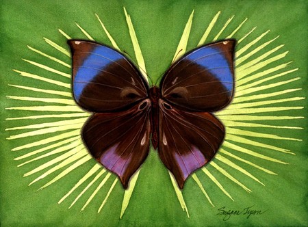 Saturn Butterfly - spiked leaf, art, velvet butterfly