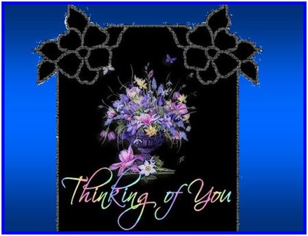 Thinking of you - flowers, vase, greeting, bouquet