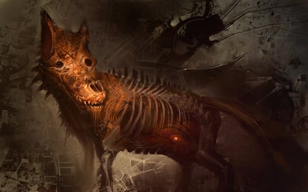 Werewolf - wolf, abstract, decaying wolf, horror, fantasy, werewolf