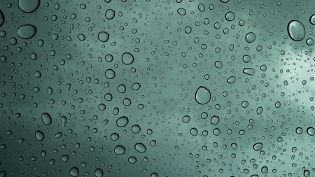 Rain drops - window, glass, rain, blue, water, bubble, drops