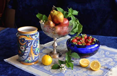 *** Still life *** - still, life, dishes, fruits, strowberries