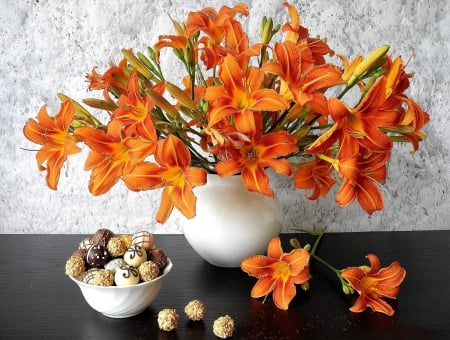 *** Still life *** - flowers, color, sweets, orange