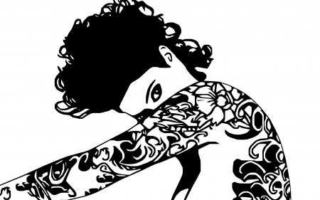 Tattoo Girl by Luna Messi - tattoo, luna messi art, digital, silhouette, vector, luna messi photography, art, luna messi photographer