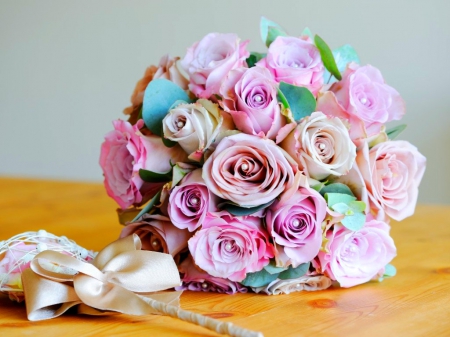 Bouquet - bouquet, flowers, roses, petals