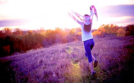 HAPPY  SUMMER - field, summer, girl, happy