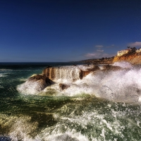 wonderful waves crashing on seacoast