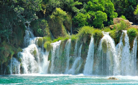 Krka National Park, Croatia - forests, trees, water, waterfalls, tourism, rocks, white, emerald, green, rivers