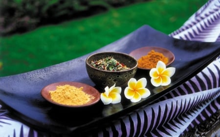 Bowls - bowls, spice, plumeria, natural