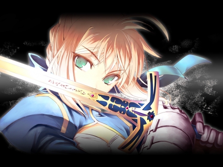 fate stay night - sword, fate stay night, saber, anime, girl