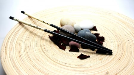 Japan Sticks - sticks, japan, japan sticks, petals, stones, harmony