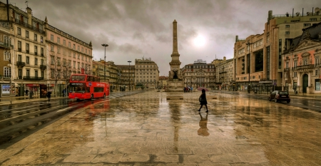 Rainy Day - nature, sky, rain, clouds, rainy, buildings