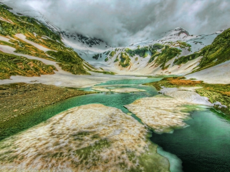 Beautiful moutains & river - nature, hd, moutain, beautiful, river, colors