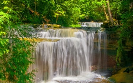 Canning falls - nice, trees, greeneny, water, waterfall, rocks, america, ontario, falling, cascades, falls, summer, lovely, nature, forest, beautiful, canada