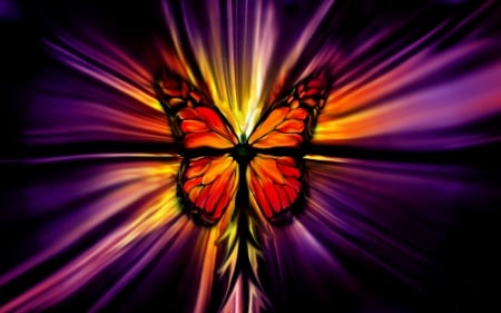 purple butterfly - colorful, 3d, butter, fly