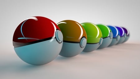 Pokemon-Ball - abstract, balls, ball, photography, colors, 3D