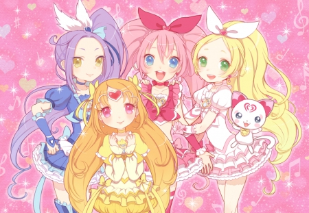 ~Suite PreCure~ - pretty, anime, Hibiki Hojo, long hair, fairies, girls, colorful, Suite PreCure, girly, Ako Shirabe, Kanade Minamino