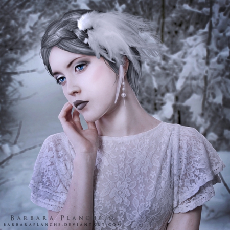 Fantasy - abstract, fantasy, white, lady