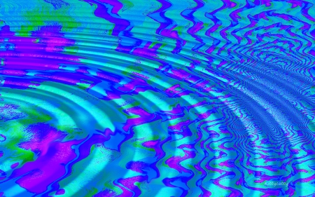 ♥ Blue Abstract Waves ♥ - abstract, kaleidoscope, design, waves, homemade, art, Blue