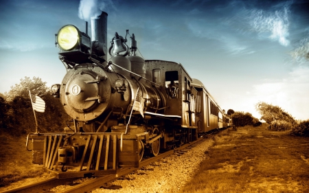 Vintage Train - locomotive, rails, steam, raiway, old