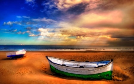 Boats at Perfect Beach - nature, sky, landscape, clouds, sea