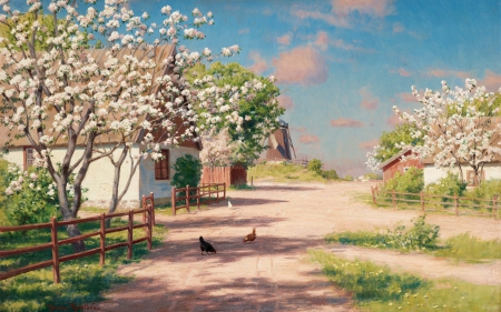 Spring - trees, landscape, tree, paiting, spring