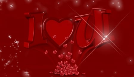 I Love U - love, valentines, romantic, hearts