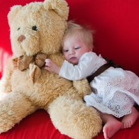 Girl and teddy bear