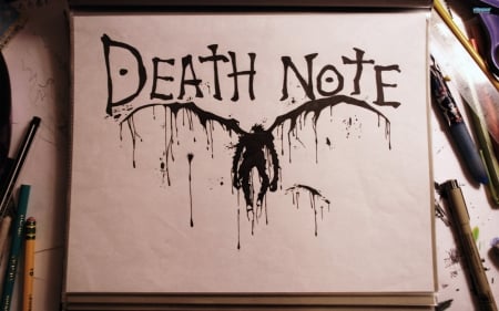 Death Note - dead, boy, paper, anime, ink