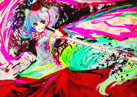 Colorful Touhou - pretty, girl, anime, colors