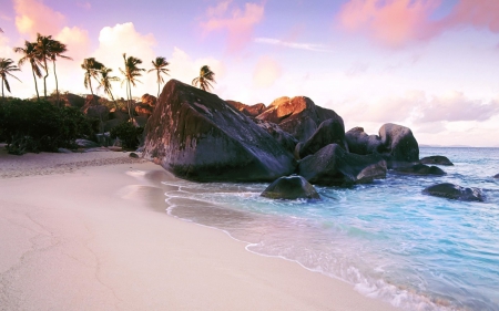 seychelles sunset - stone, sunset, sand, sea