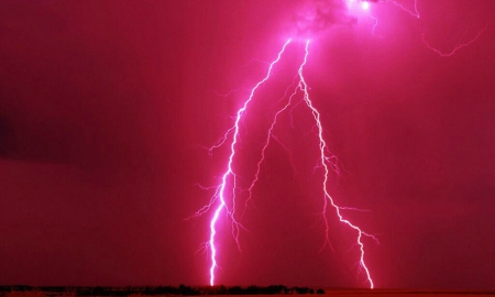 Hot Pink Lightning - nature, beauty, deadly, dangerous, disaster