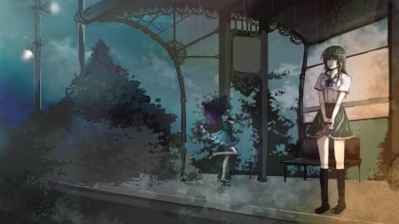 Waiting - cg, waiting, anime, girl