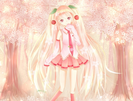 Sakura Miku - pretty, twin tail, female, pink, pink eyes, nice, cherry blossom, hot, beauty, sakura blossom, flower, petals, cute, floral, sexy, vocaloid, anime, kawaii, twintail, hatsune miku, long hair, sakura miku, pink hair, twin tails, anime girl, sakura, twintails, beautiful, girl, lovely, sweet, miku, hatsune, vocaloids