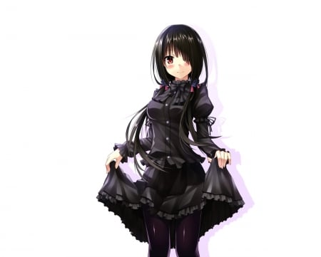 Black Dress - gown, anime, anime girl, female, hot, dress, girl, simple, long hair, black, white, plain, hd, black hair, cute, sexy