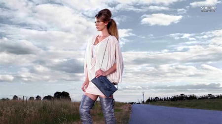 jesinta - beauty, sky, road, wait