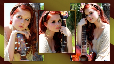 karoline - guitar, music, redhead, beauty