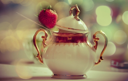 Sweet Thing - teapot, strawberry, abstract, red