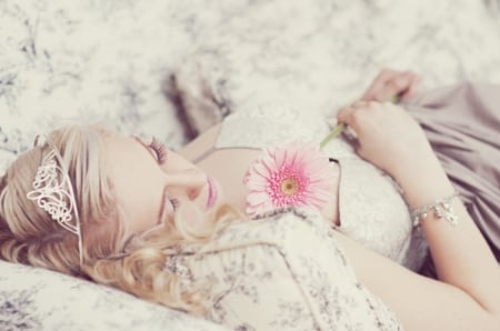 A Fairy tale's Dream For Yaty03 - sleepingbeauty, lady, model, flower, gerbera